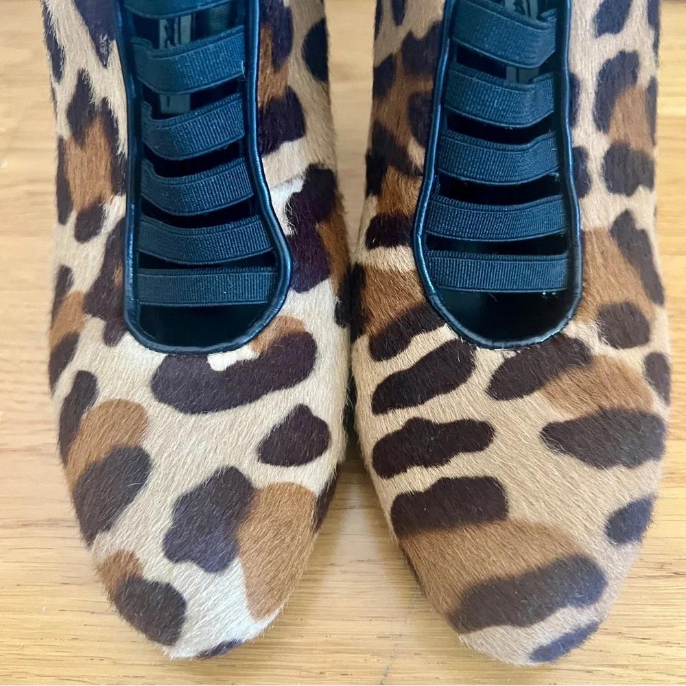 BRIAN ATWOOD Leopard Print Pony Hair Ankle Boots Booties - 36.5 / 6.5